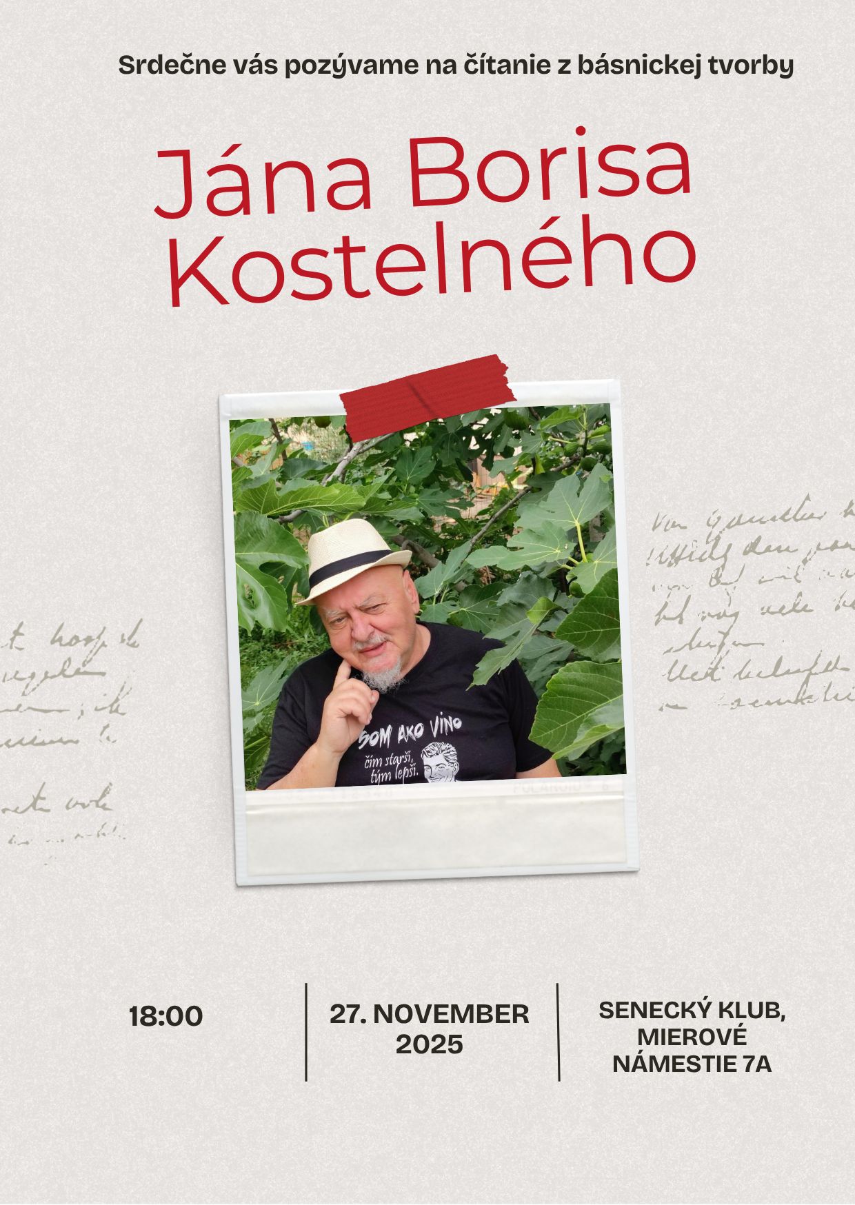 Autorské čítanie básnika a teológa Jána Borisa Kostelného
